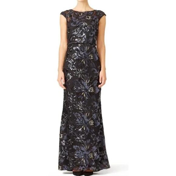 Badgley Mischka Midnight Swirl Gown Maxi Dress 4 - Picture 2 of 13